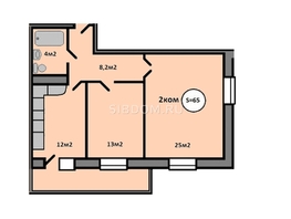 Продается 2-комнатная квартира ЖК Квадро, дом 3, 65  м², 7200000 рублей