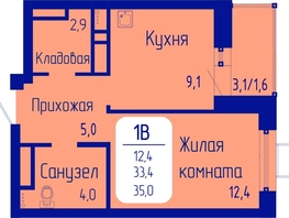 Продается 1-комнатная квартира ЖК Univers (Универс), 3 квартал, 35  м², 5600000 рублей