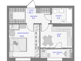 Продается 1-комнатная квартира ЖК Прогресс-квартал Перемены, дом 2, 42.1  м², 5683500 рублей