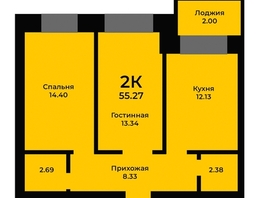 Продается 2-комнатная квартира ЖК Ривьера-Солонцы, дом 1, 55.24  м², 6135000 рублей