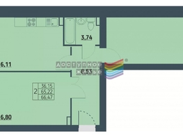 Продается 2-комнатная квартира ЖК Мята, дом 2, секции 7-10, 66.47  м², 7750000 рублей