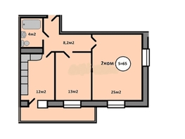 Продается 2-комнатная квартира ЖК Квадро, дом 3, 65  м², 7200000 рублей