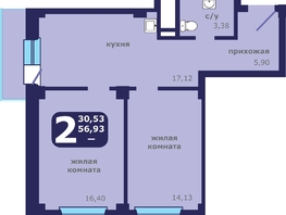 Продается 2-комнатная квартира ЖК Звездный, 56.93  м², 7631536 рублей