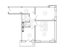 Продается 2-комнатная квартира ЖК Три слона, дом 1, 54.6  м², 6279000 рублей