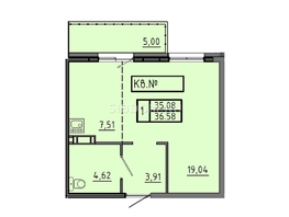 Продается 1-комнатная квартира ЖК Аринский, дом 1 корпус 3, 36.56  м², 3860000 рублей