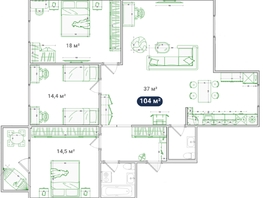 Продается 4-комнатная квартира ЖК Южный берег, дом 5, 104.5  м², 17590000 рублей