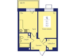 Продается 1-комнатная квартира ЖК Univers (Универс), 2 квартал, 36.2  м², 5750000 рублей