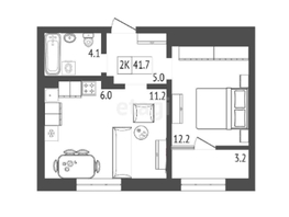 Продается 2-комнатная квартира ЖК Прогресс-квартал Перемены, дом 1, 42 м², 6000000 рублей