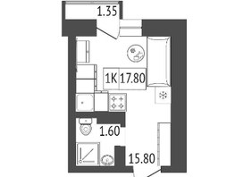 Продается 1-комнатная квартира ЖК Симфония, 18 м², 2990000 рублей