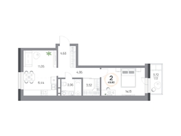 Продается 2-комнатная квартира ЖК Юдинский, дом 1.4, 49.8 м², 6304680 рублей
