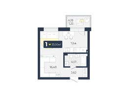 Продается 1-комнатная квартира ЖК Живём, Квартал 6.2, дом 1, 33.08 м², 3721500 рублей