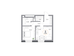 Продается 2-комнатная квартира ЖК Юдинский, дом 1.2, 44.85 м², 5875350 рублей