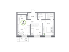 Продается 3-комнатная квартира ЖК Юдинский, дом 1.2, 60.65 м², 7726810 рублей