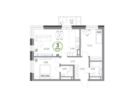 Продается 3-комнатная квартира ЖК Юдинский, дом 1.3, 69.39 м², 8548848 рублей