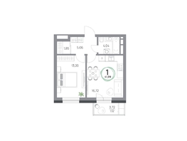 Продается 2-комнатная квартира ЖК Юдинский, дом 1.3, 41.99 м², 5538481 рублей