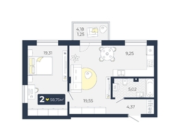 Продается 2-комнатная квартира ЖК Живём, Квартал 6.1, дом 1, 58.75 м², 6180500 рублей