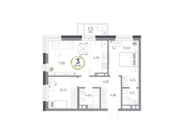 Продается 3-комнатная квартира ЖК Юдинский, дом 1.4, 67.4 м², 8323900 рублей
