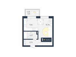 Продается 1-комнатная квартира ЖК Живём, Квартал 6.2, дом 1, 33.85 м², 3831820 рублей