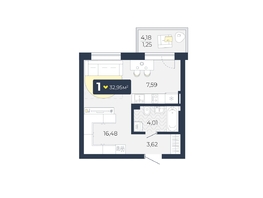 Продается 1-комнатная квартира ЖК Живём, Квартал 6.2, дом 1, 32.96 м², 3806880 рублей