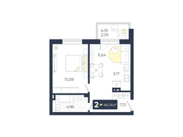 Продается 2-комнатная квартира ЖК Живём, Квартал 6.2, дом 2, 46.06 м², 4757998 рублей