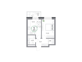 Продается 1-комнатная квартира ЖК Юдинский, дом 1.5, 38.15 м², 5161695 рублей