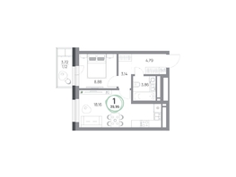 Продается 1-комнатная квартира ЖК Юдинский, дом 1.5, 39.95 м², 5377270 рублей