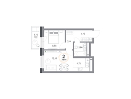 Продается 2-комнатная квартира ЖК Юдинский, дом 1.5, 39.95 м², 5469155 рублей