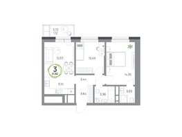 Продается 3-комнатная квартира ЖК Юдинский, дом 1.5, 57.82 м², 7227500 рублей