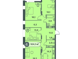 Продается 4-комнатная квартира ЖК Три Клёна, дом 1, 104.1 м², 11659200 рублей