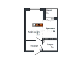 Продается 1-комнатная квартира ЖК Мичуринские аллеи, дом 2, 31.4 м², 4300000 рублей