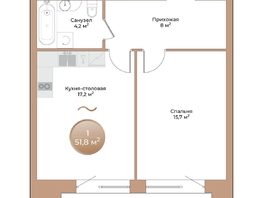 Продается 1-комнатная квартира ЖК Небо над Енисеем, корпус 1, 47.1 м², 6594000 рублей