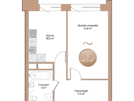 Продается 1-комнатная квартира ЖК Небо над Енисеем, корпус 1, 38.1 м², 5829300 рублей