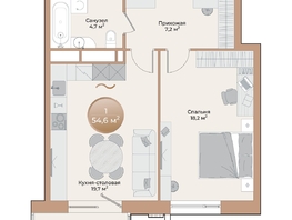 Продается 1-комнатная квартира ЖК Небо над Енисеем, корпус 2, 51.2 м², 8704000 рублей