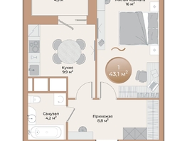 Продается 1-комнатная квартира ЖК Небо над Енисеем, корпус 2, 41 м², 6150000 рублей