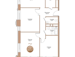 Продается 3-комнатная квартира ЖК Небо над Енисеем, 90.7  м²