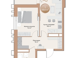 Продается 1-комнатная квартира ЖК Небо над Енисеем, 44.5 м²