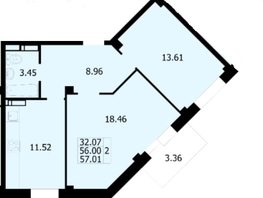 Продается 2-комнатная квартира ЖК Новые Солонцы, дом 9, 57.01 м², 6500000 рублей