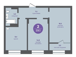 Продается 2-комнатная квартира ЖК Прогресс-квартал Перемены, дом 1, 59.1 м², 8569500 рублей