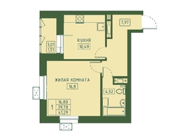 Продается 1-комнатная квартира ЖК Univers (Универс), 4 квартал, 41.29 м², 6812850 рублей