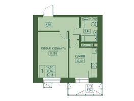 Продается 1-комнатная квартира ЖК Univers (Универс), 4 квартал, 37.13 м², 6757660 рублей
