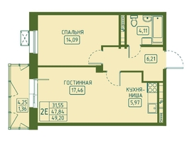 Продается 2-комнатная квартира ЖК Univers (Универс), 4 квартал, 49.2 м², 8265600 рублей