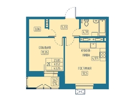 Продается 2-комнатная квартира ЖК Univers (Универс), 5 квартал, 43.26 м², 7051380 рублей