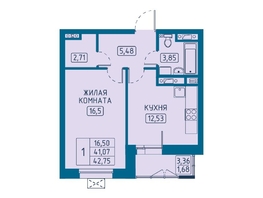Продается 1-комнатная квартира ЖК Univers (Универс), 5 квартал, 42.75 м², 7182000 рублей