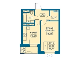 Продается 1-комнатная квартира ЖК Univers (Универс), 5 квартал, 38.71 м², 6851670 рублей