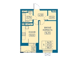 Продается 1-комнатная квартира ЖК Univers (Универс), 5 квартал, 38.57 м², 6556900 рублей