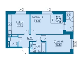 Продается 2-комнатная квартира ЖК Univers (Универс), 5 квартал, 57.71 м², 9637570 рублей