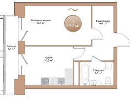 Продается 1-комнатная квартира ЖК Небо над Енисеем, 39.2  м², 7565600 рублей