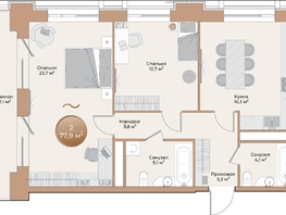 Продается 2-комнатная квартира ЖК Небо над Енисеем, 72.9 м², 11007900 рублей