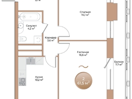 Продается 2-комнатная квартира ЖК Небо над Енисеем, 56.1  м², 10266300 рублей