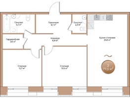 Продается 2-комнатная квартира ЖК Небо над Енисеем, 77.5 м², 12787500 рублей